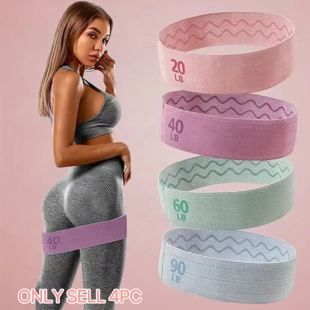 Elastic Loop Four-Piece Set, Loop Bands for Exercise, Elastic Rope for Glute Strength Training, Portable Latex Ring Resistance Bands with Different Resistance Levels, Fitness Resistance Bands, Non-Slip, Durable, and Wrinkle-Free