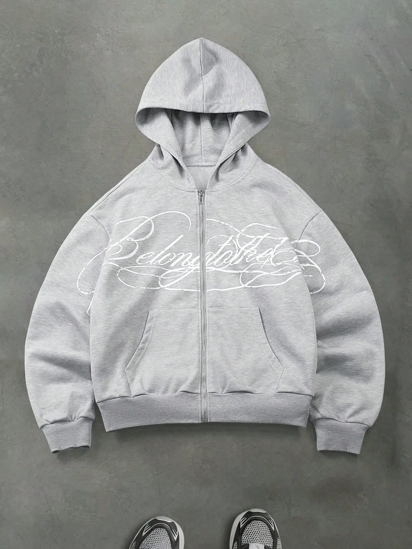 Men's Sweatshirt with Y2K Retro Letter Print, Loose-Fit Hooded Zipper Design, Casual Street Style, Fall Comfort Jacket, Perfect Gift