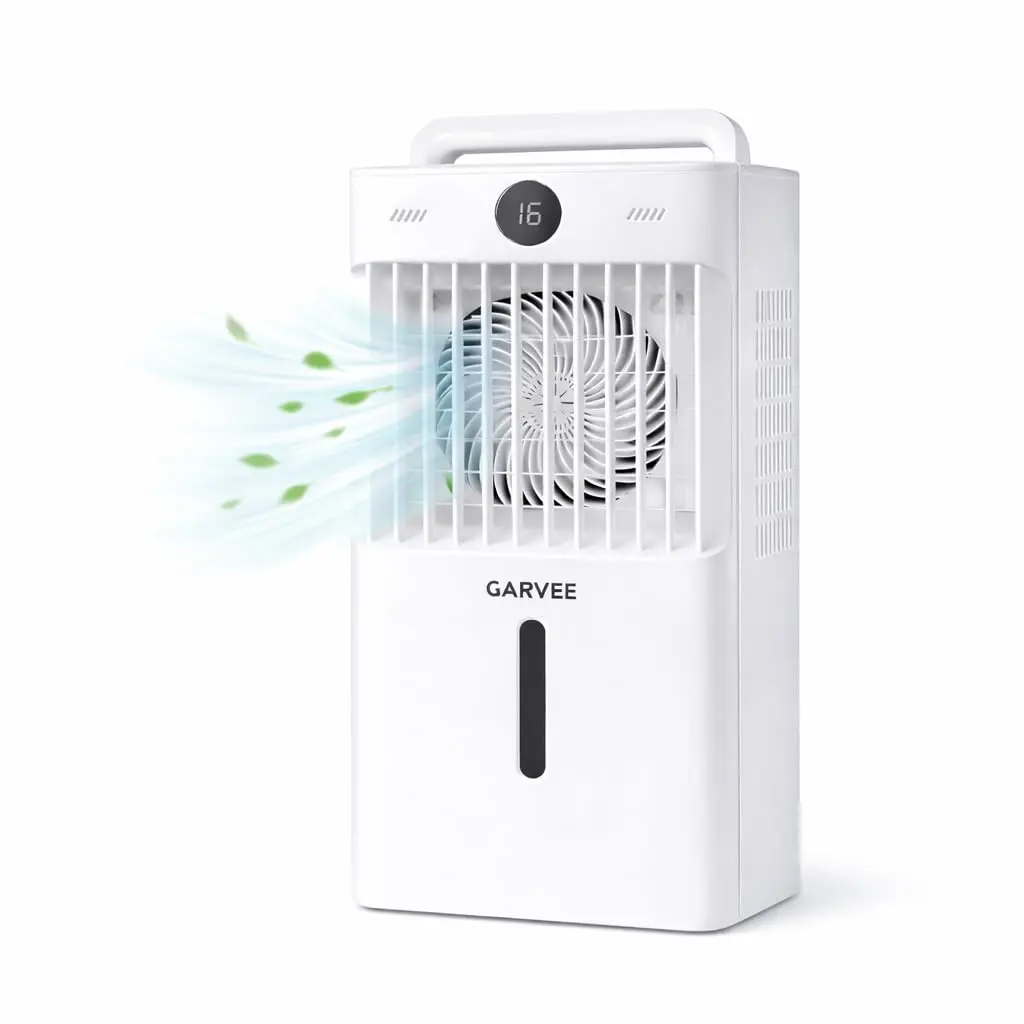 10L Portable 3-in-1 Evaporative Air Cooler – Water Cooling Fan with Remote & Touch Control, 6 Speeds, 3 Modes, 12H Timer, 2.6Gal Tank, 45W Quiet Windowless AC, 4 Ice Packs, Casters – White