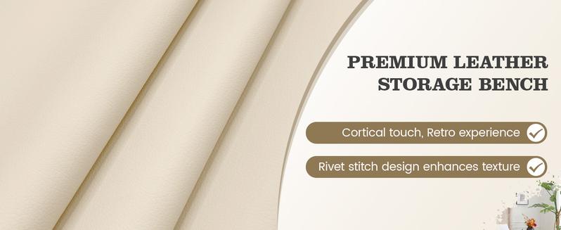 YOUDENOVA Storage Ottoman Bench for Bedroom 51" Queen Leather Storage Bench with Button, Upholstered Bedroom Bench with Rolled Arms for Living Room, Storage Room, Entryway Modern Furniture