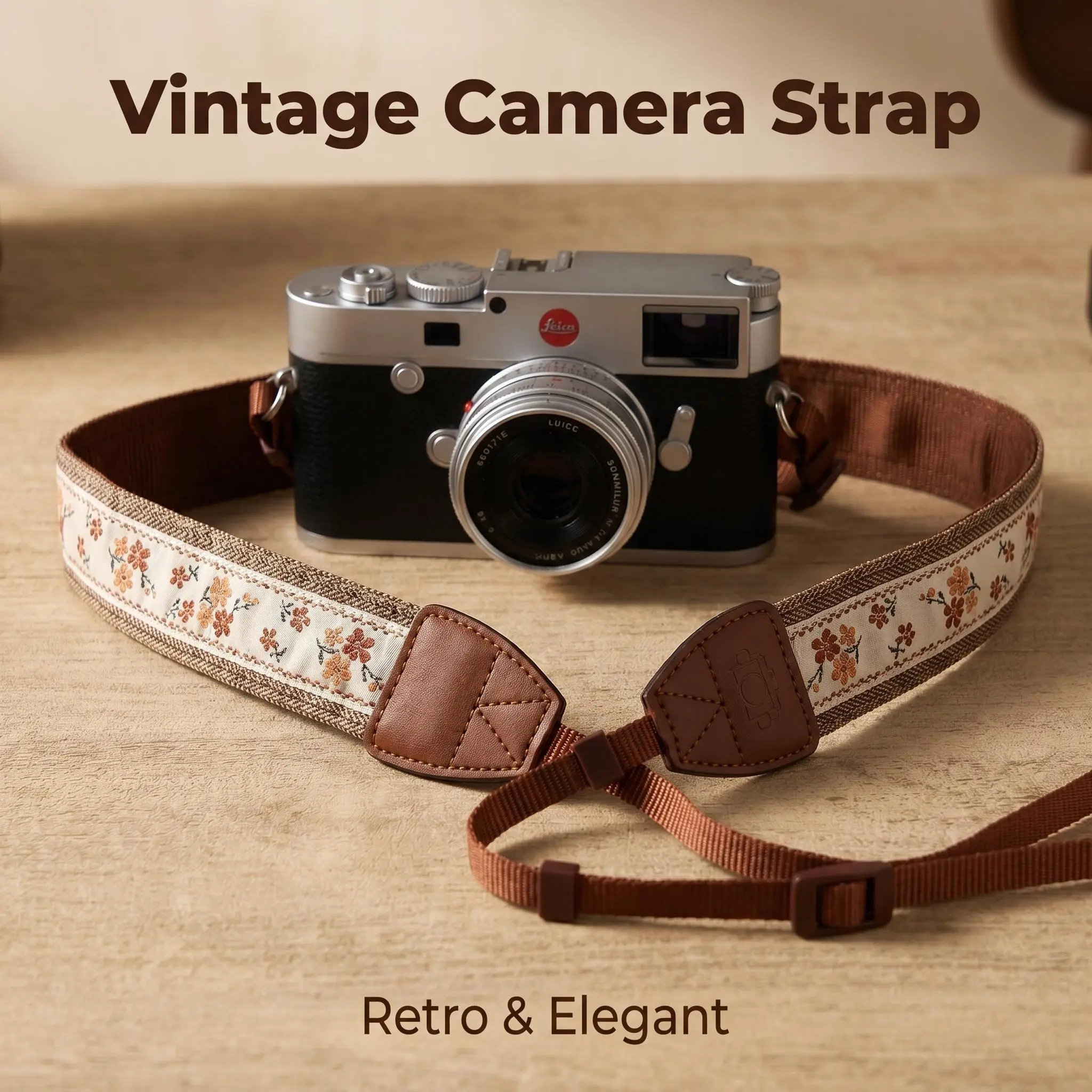 Vintage Floral Embroidered Camera Strap, Adjustable Breathable Universal Shoulder Strap, Suitable for Film Cameras and Photography Bags