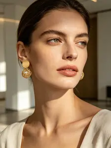 1/5pcs  bold gold earrings, modern geometric dangling earrings, minimalist and stylish women's jewelry, perfect for everyday wear, parties, and the workplace