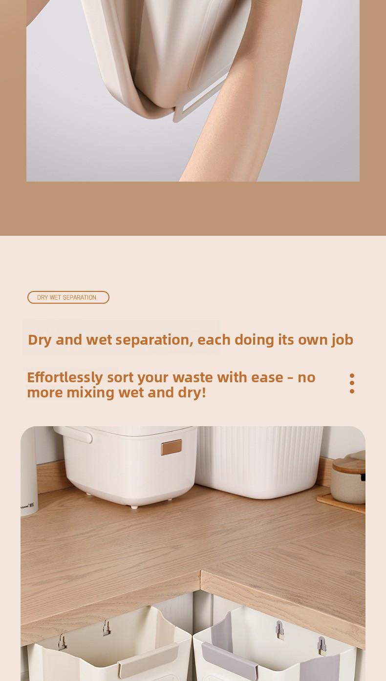 Foldable Trash Can for Home Kitchen Cabinet Hanging Garbage Storage Thickened Large Caliber Multifunctional Trash Can