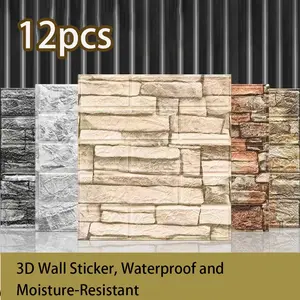 12-Piece 3D Foam Wall Stickers, Self-Adhesive Modern Geometric Wallpaper, Waterproof and Moisture-Resistant, Ideal for Bedroom, Study, Office Renovation