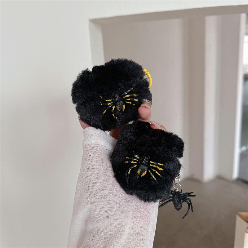 Plush Spider Earbud Case Cover Cute Fluffy Protective Case Compatible with Wireless Earbuds Gen 1/2/3/4 Pro Pro 2