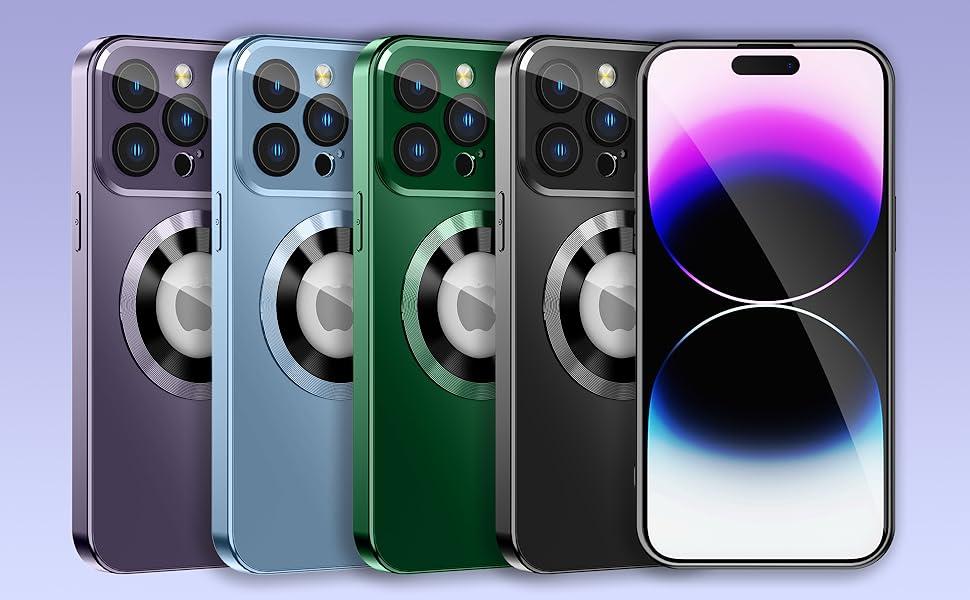 Magnetic for iPhone 17 Pro Max Cases 16 15 14 13 12Pro Max Plus, Compatible with MagSafe, Built-in Camera Lens Protector, Logo View, Military Grade Drop Proof Phone Case Cover case, Purple