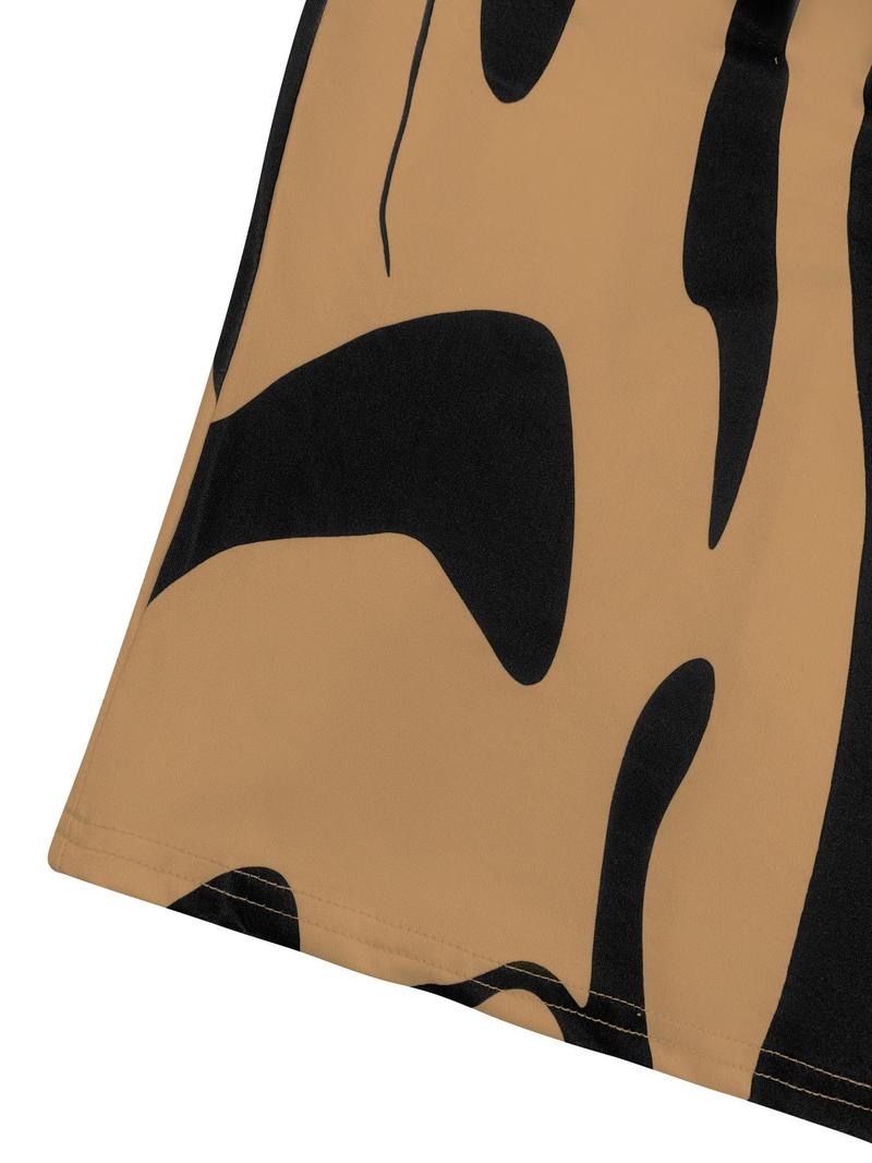 Aliling Women's Colorblock Print Cut Out Bodycon Dress, Elegant Fashion Casual Long Sleeve Dress for Daily Outdoor Wear, Women Dress for Spring Fall