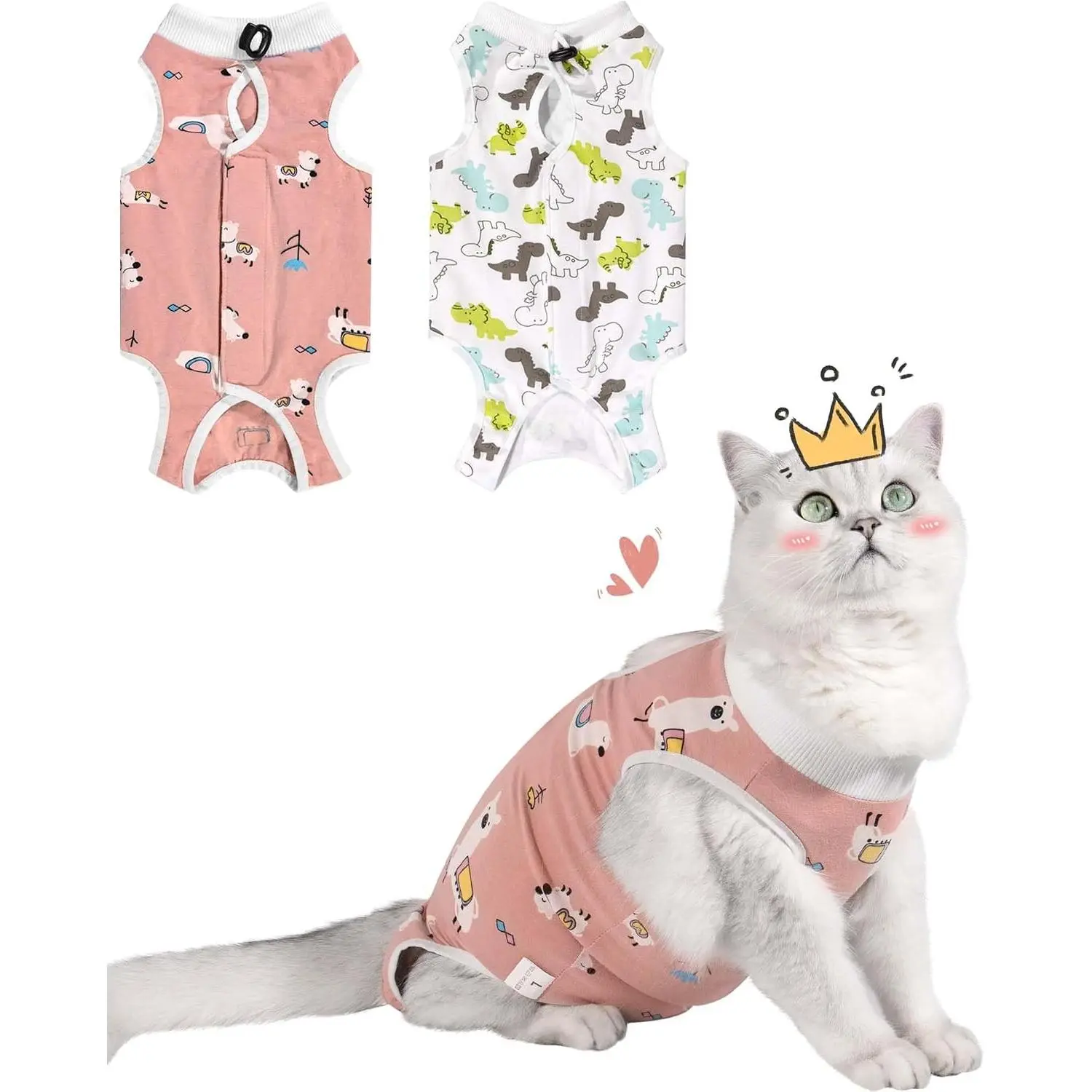 2 Pack Female Cat Spay Recovery Suit, Breathable Cat Onesie for Cats After Surgery, Kitten Surgery Recovery Suit for Abdominal Wounds Healing