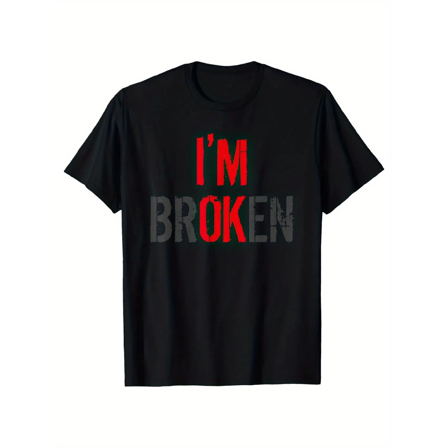 Vintage Streetwear Graphic T-Shirt with Funny 'I'm Fine' Slogan, Unisex Shortsleeve Menswear Casual Top with Bold Print, Tshirt, Graphic T Shirts, Casual Tee, Funny Slogan, Machine Wash, Pure Cotton, Round Neck, Short Sleeve, Unisex Fit