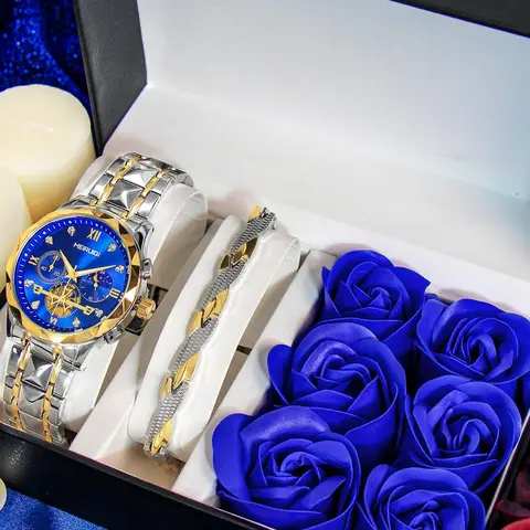Mother's Day Gift Men's Business Fashion Waterproof Luminous Analog Quartz Movement Watch, with Box, Boxed Watches, Fashion Watch Set for Party, Daily Decor, Gift, Business Fashion Watches