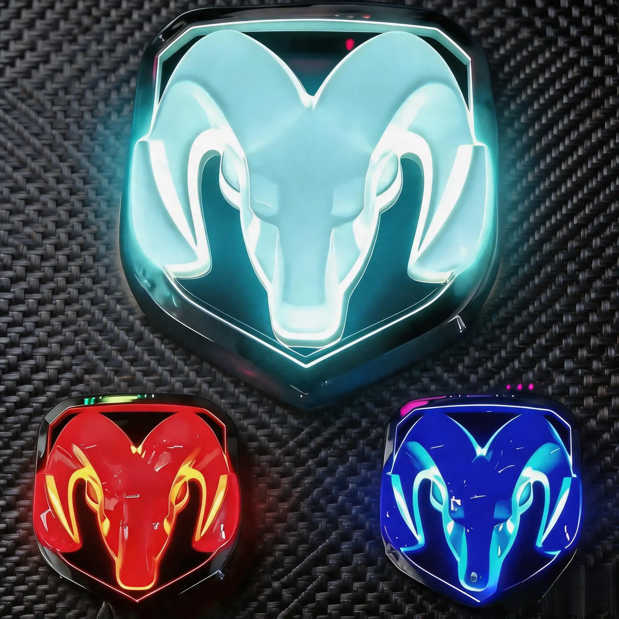 LED Grille Emblem Car Logo Lights for Dodge Ram 1500 2500 3500, Front & Rear Badge Glow, White/Blue/Red Light Options, 0.6m/23.62in Plug & Play Truck Exterior Decoration Accessories & Mods