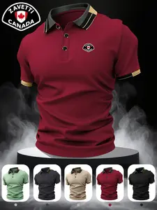 New men's athletic casual short-sleeved top, stylish quick-dry breathable fabric golf POLO shirt, ZAVETTI CANADA printed design, comfortable all seasons, suitable for layering or wearing alone, business office, indoor and outdoor sports, and daily wear.