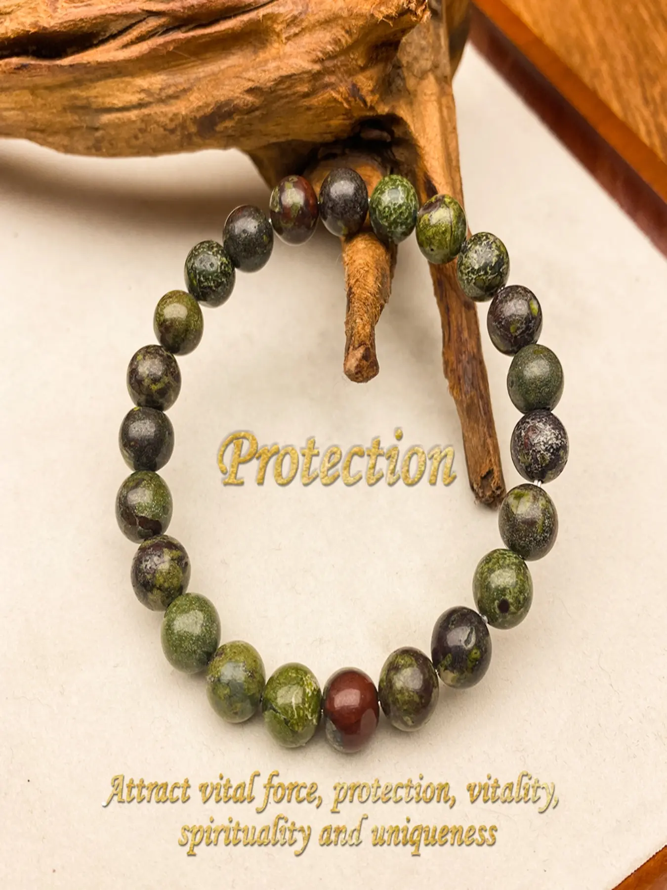 Natural Dragon Blood Stone Bracelet, Attracts Vitality and Protection, Spiritual Beaded Chain, Boho Style, All Seasons Jewelry