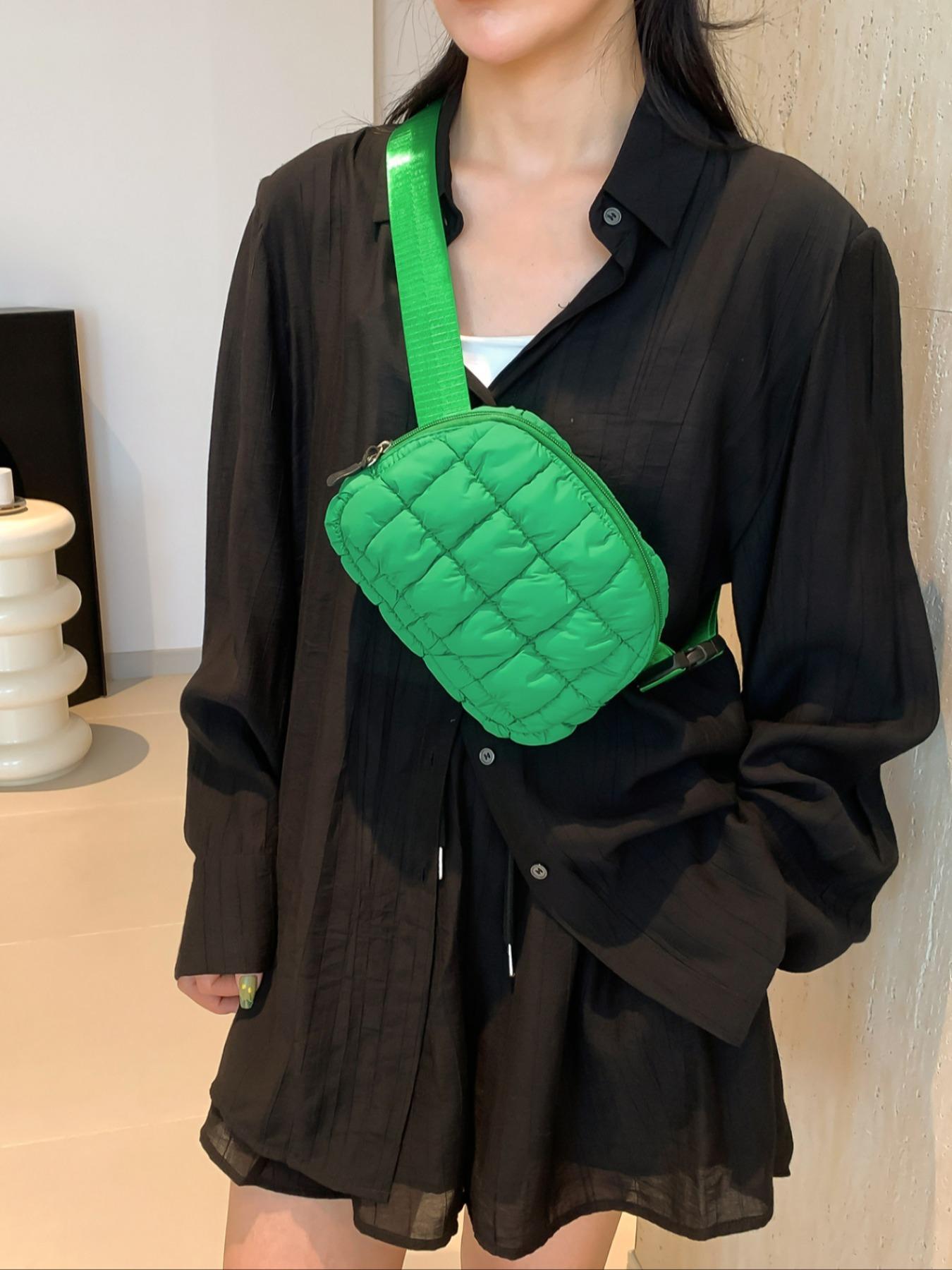 Women's Solid Color Quilted Puffer Chest Bag, Fashionable Soft Sling Bag with Adjustable Bag Strap, Casual Mini Bag for Exercise, Running, Travel, Hiking