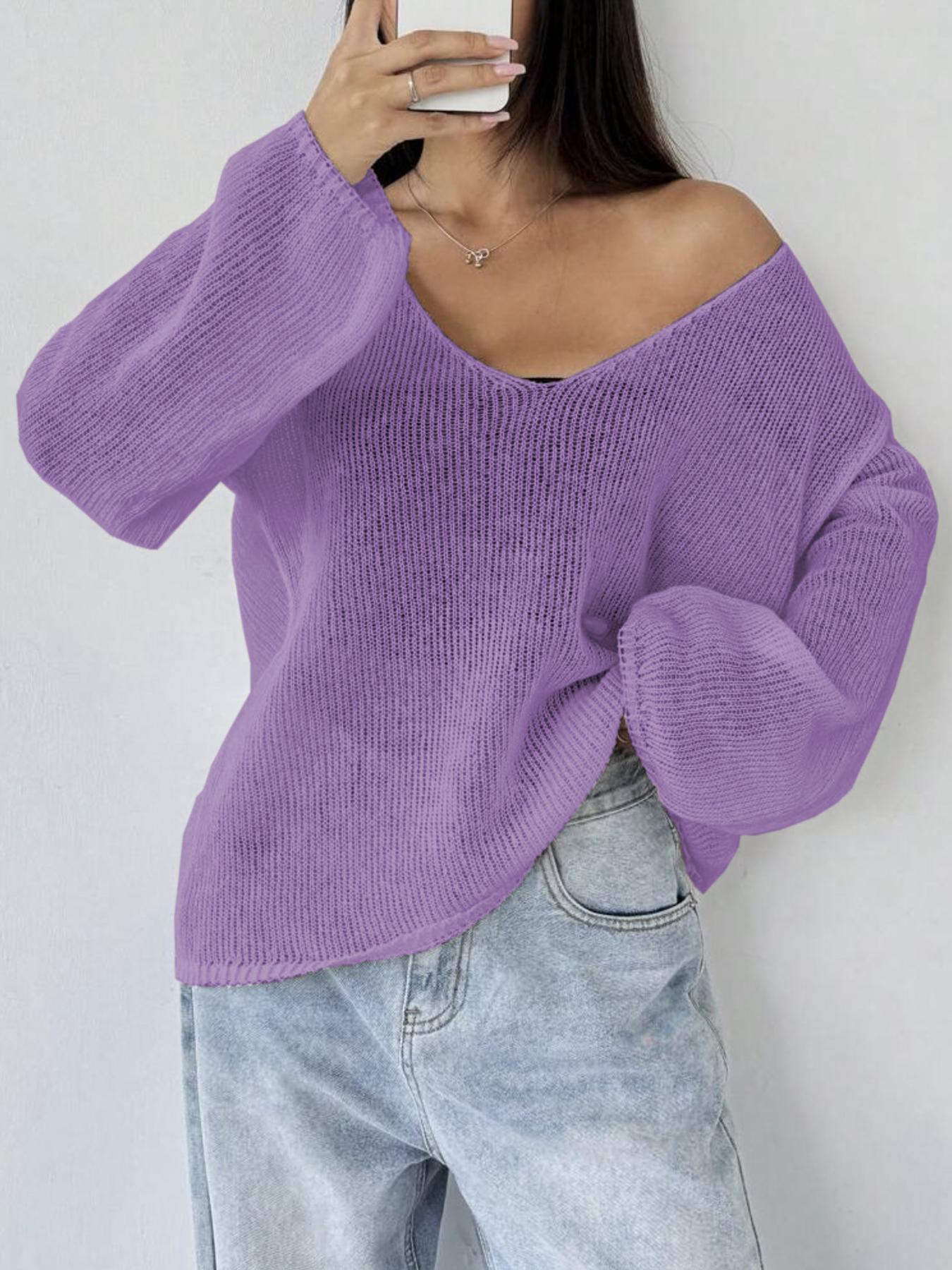 Women's Plain Sheer Sweater Pullover, Casual Basic Long Sleeve Jumper for Daily Wear, Ladies Knitwear for All Seasons