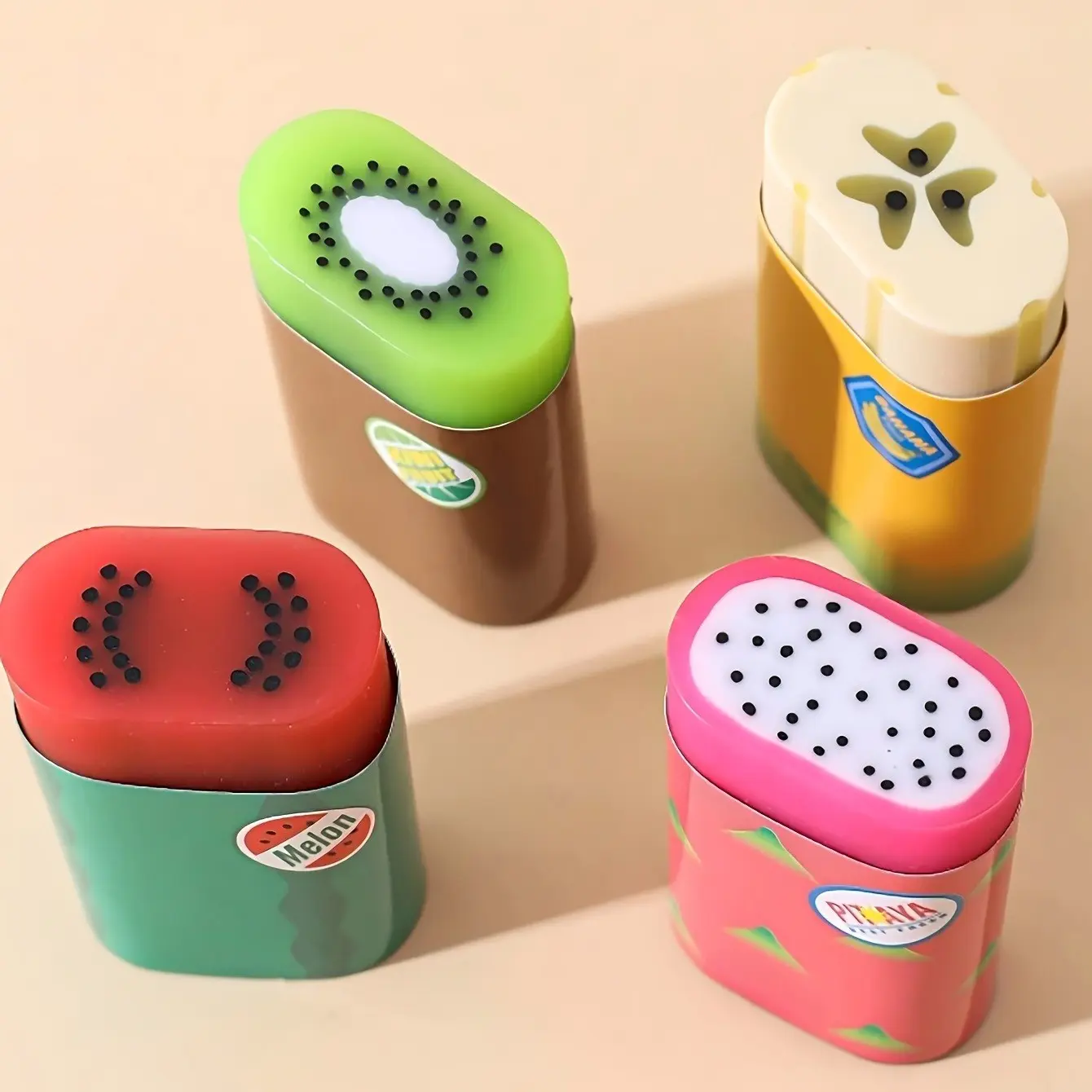 4/8/24pcs Fun Fruit Shaped Erasers, Creative Stationery with Cute Design, Random Styles, Office Supplies, Gift for Graduation, Birthday