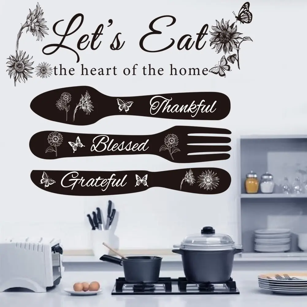 Inspirational Kitchen Wall Stickers Kitchen Dining Room Wall  Wall Art Peel and Stick Kitchen Utensil Decorations