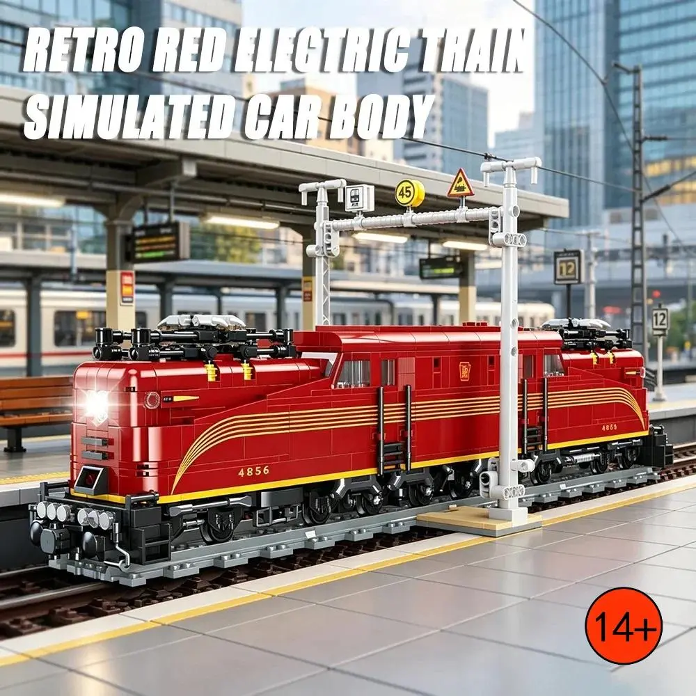 Large Vintage Electric Train Building Set, Classic Old-Style Locomotive Model, Detailed Assembly Blocks, Desktop Decoration, Ideal for Train Enthusiasts