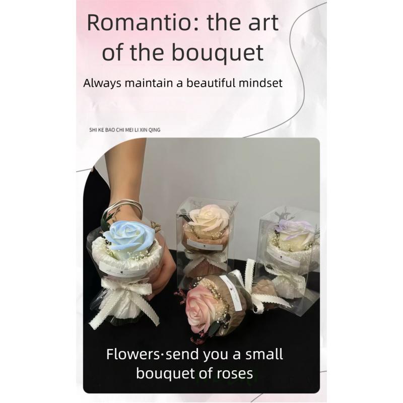 Mini Preserved Rose Bouquet in Gift Box, Eternal Single Rose Flower Arrangement, Romantic Valentine's Day Gift for Her, Mother's Day & Anniversary Home Decor