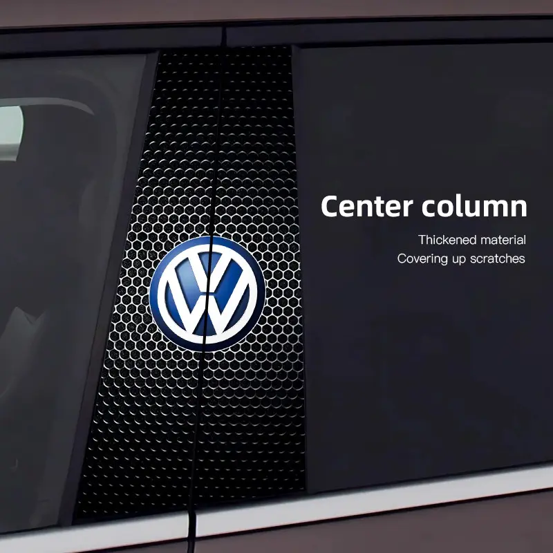 Car Stickers, Car Decorative Sticker, B-Pillar Center Column Decoration Cover Decals Auto Accessorie For VW GTI Polo Golf Passat Touareg Jetta Tiguan Taos ID.3 ID.7 Atlas Amarok Arteon Variant Taigo Caddy Virtus CC Touran