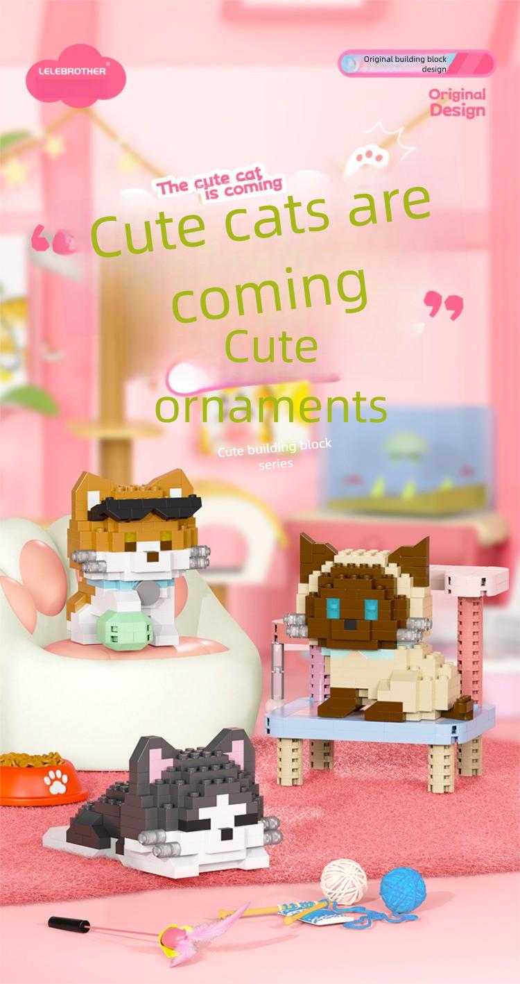 Cute Mini Particle Cat & Dog Building Blocks, Fun for Kids & Adults, Decor & Gift Idea, Perfect Time Killer,6PCS Cartoon Cat & Dog Pet Figures Building Blocks Set,Cute Cat Dog Micro Building Blocks Animal Model Kit for Kids Adults