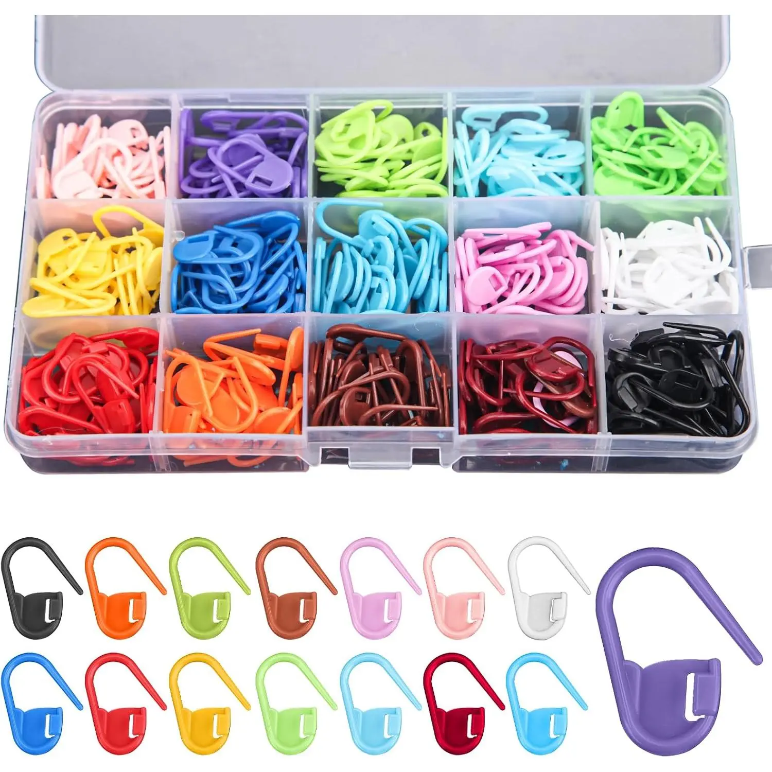 Markers for Crocheting and Knitting | 300 crochet  markers in 15 colors, 20 per color, durable set for organizing knitting projects and  patterns