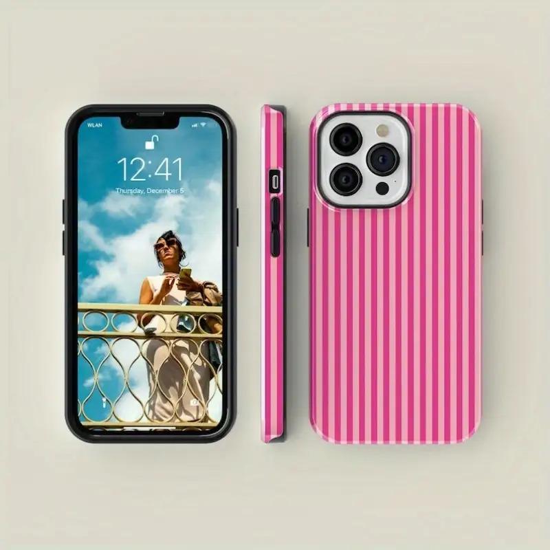 Striped Pink on Pink Tough Phone Case |  Suitable for The IPhone 17 Pro Max IPhone 16 15 14 13 12 11 Pro Max Case