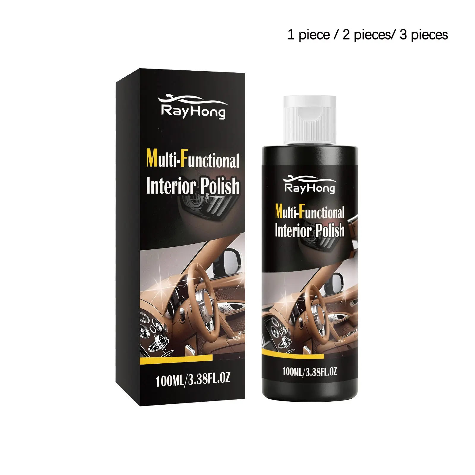 Multi-Functional Interior Polish (100ML/100ML*2/100ML*3), Car Dashboard Renovation, Leather Cleaning Scratches, Brightening Without Damage, Interior Detailing Products