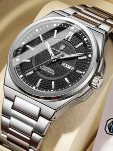 Luxury Design Fashion Elegant Waterproof Night Light Calendar Round Pointer Quartz Watch, Analog Face, Elegant Dial, Alloy Case, All Seasons
