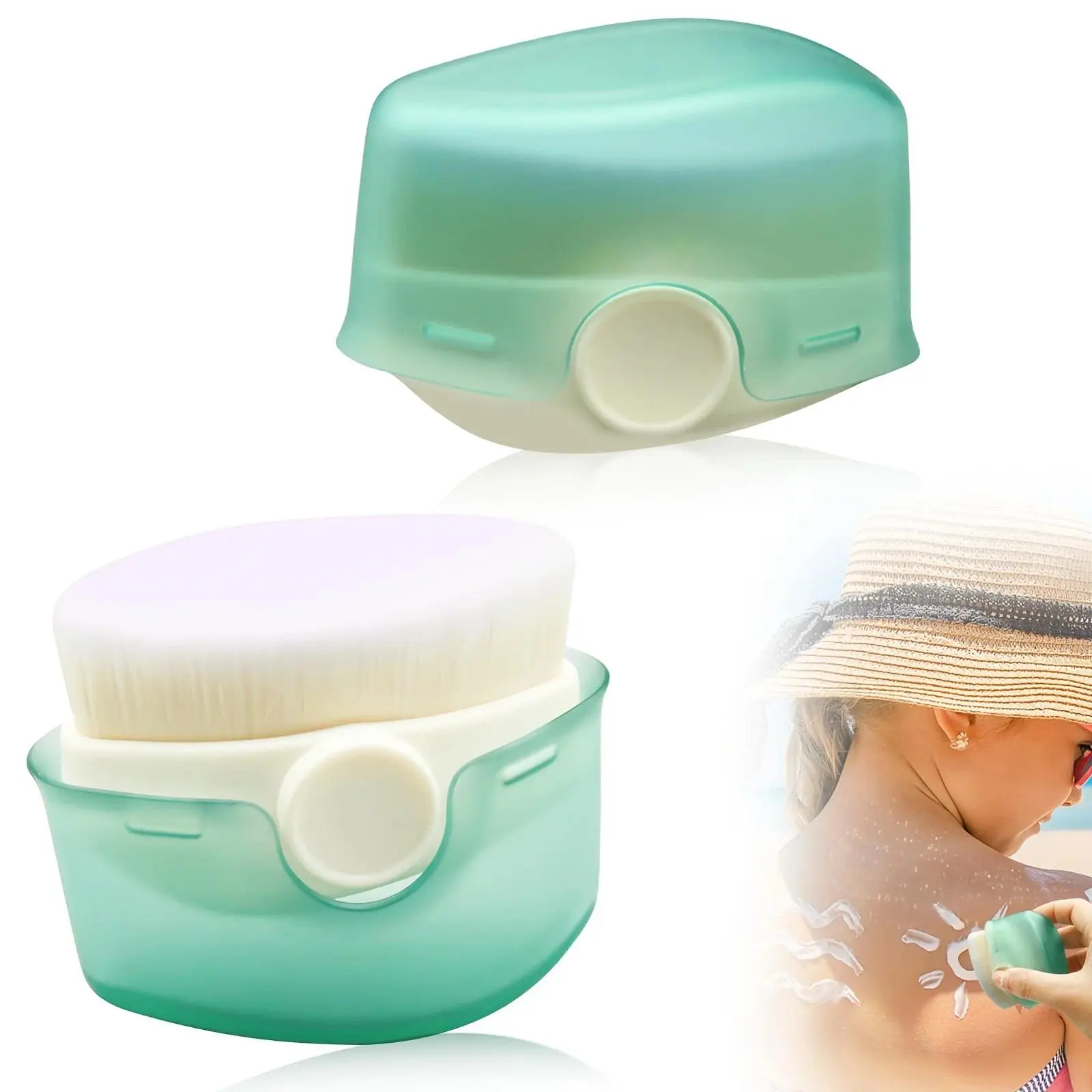 Adults' Compact Sunscreen Application Brush with Protective Cover - 1-Piece Bathroom Gadget for Sunblock Lotion, Ideal for Beach & Outdoor Travel Use, All-Purpose Tool for No-Mess Application