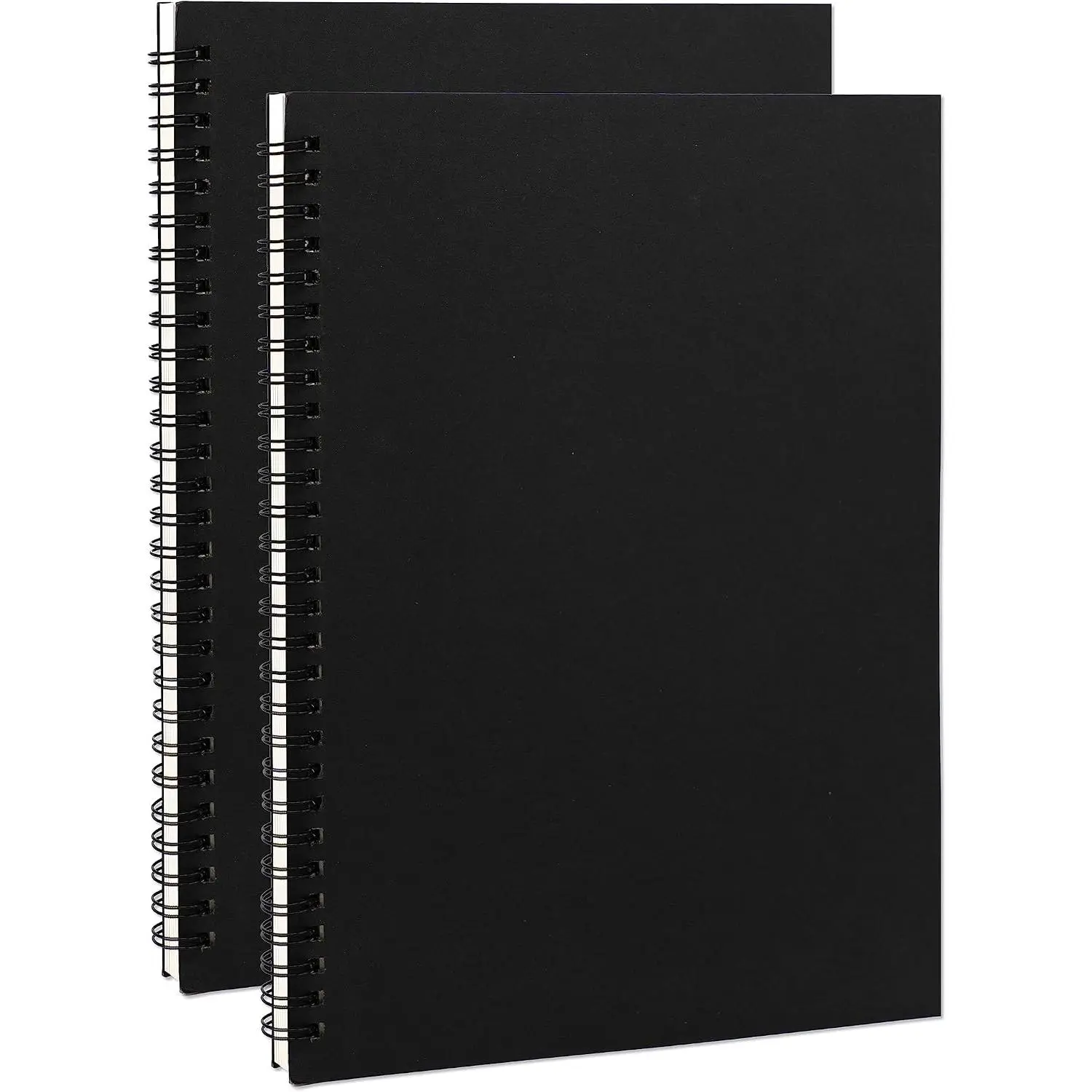 Office Stationery 2-Pack Soft Cover Blank Spiral Notebooks - 10x7.5 in, 100GSM, 120 Pages/60 Sheets, Black Sketchbook for Notetaking & Sketching