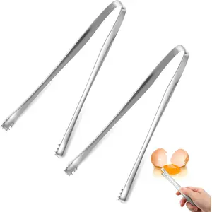 2 count Egg Chalaza ,Stainless Steel Small Ice Tongs,Toothed Design Eggshell Fragment Membrane Remover Tong,Multipurpose Kitchen Tool for Cooking  Cake Bakers Pastry Chefs