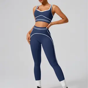 Women's Two-Piece Sports Set  Contrast Stitch Yoga Outfit High Waist Tummy Control Butt Lifting Soft Brushed Breathable Fabric Gym Pilates Jogging Daily Athleisure Curvy Athletic Summer Women,summerwins