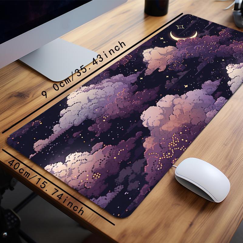 Creative Moon & Star Pattern Mouse Pad, Non-slip Rubber Base Stitched Edge Desk Keyboard Pad, Large Gaming Mouse Pad for Home Office Game, Office Desk Accessories, Corporate Work Desk Accessories, Gaming Desk Accessory