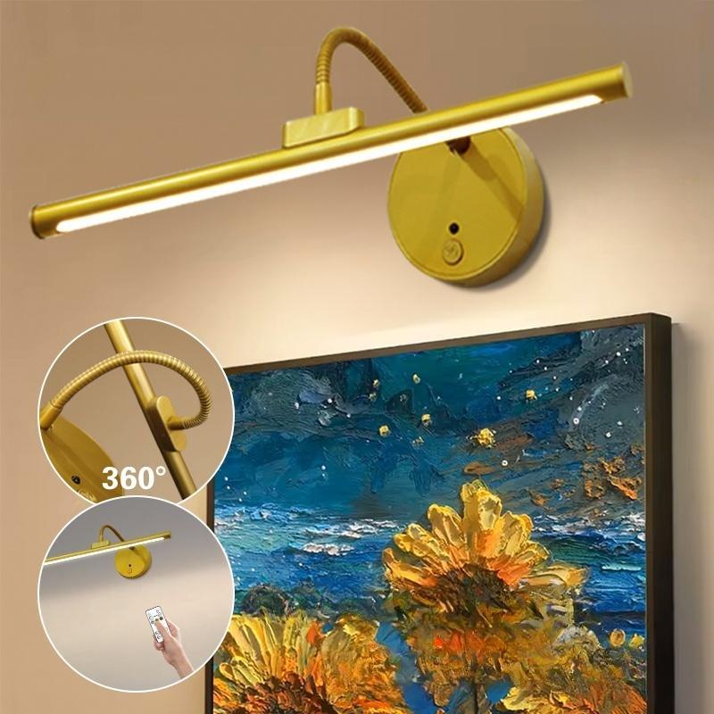 USB Rechargeable Wall-Mounted Dimmable Picture Light - with Remote Control & Adjustable Lighting Modes - Decorative Wall Light - Modern Mood Lighting - Novelty Lighting for Wall Paintings, Portraits & Gallery Art #TOP PICKS