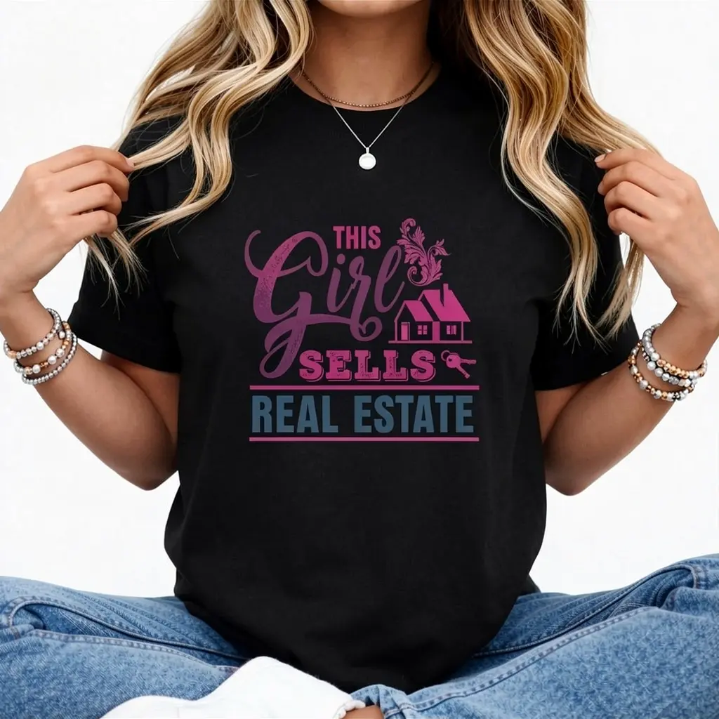 100% Cotton This Girl Sells Real Estate TShirt - Female Realtor Gift Tee T-Shirt