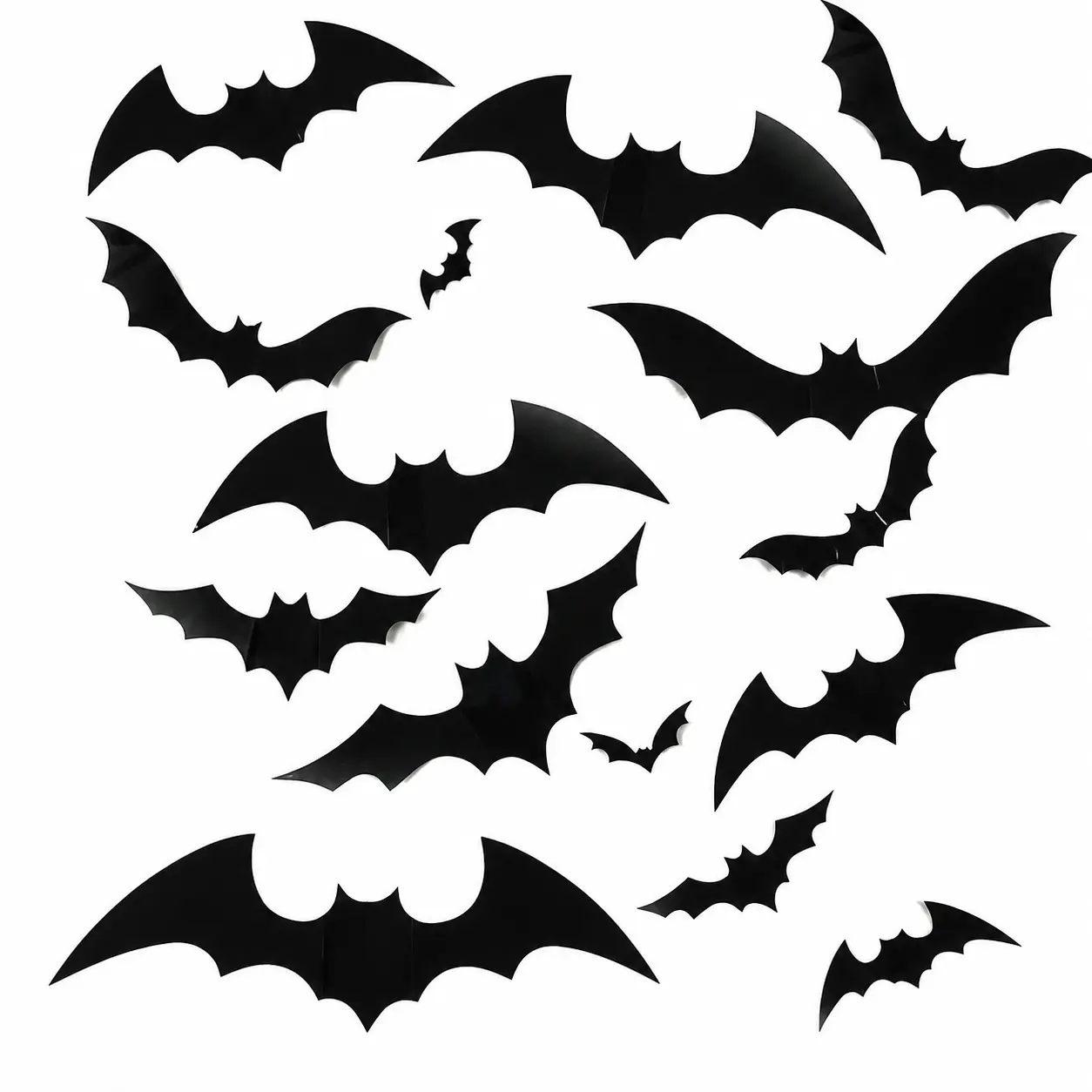 Pack of 12 Realistic 3D Black Bat Wall Decals for Halloween Decor – Dimensional Adhesive Stickers for Walls, Windows, Doors, and Party Backdrops – Easy Peel-and-Stick Design with Lifelike Texture