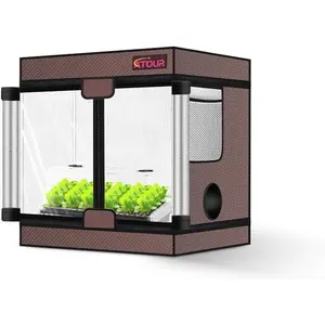 ATOUR Small Grow Tent, 24"x16"x24'' High Reflective Mylar 1680D Hydroponic Grow Tents, Waterproof Grow Tent with Double Cleart Observation Door and Floor Tray, for Indoor Plant Growing