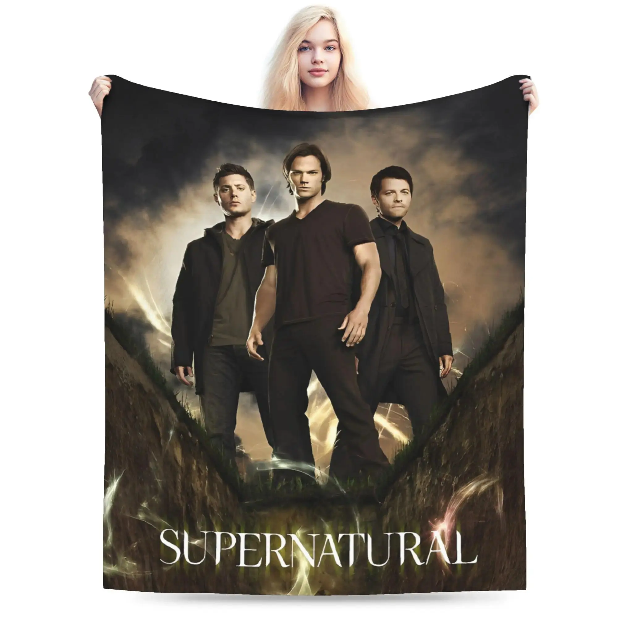 Supernatural Dean Winchester Soft Flannel Throw Blanket - Polyester Fabric, Cozy Plush Wrap, Multi-Size for Sofa Bedroom Gift (Sports & Outdoor Camping & Hiking Sleeping Gear)