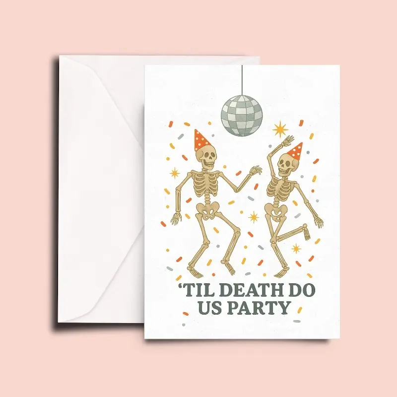 2pc+2envelope Funny Skeleton Card - 'Til Death Do Us Party