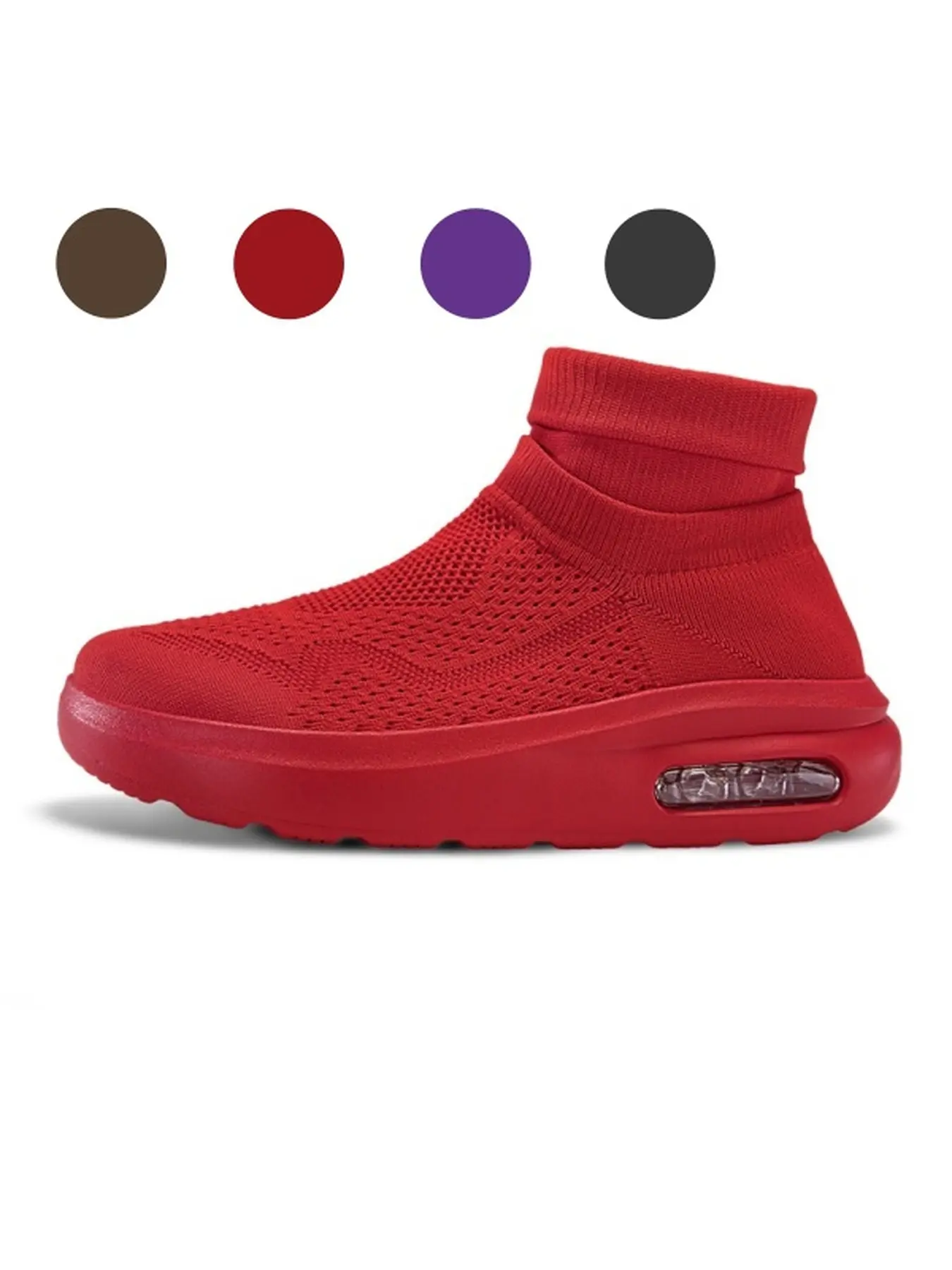Men's & Women's Flyknit Mesh Air Cushion Slip-on Shoes, Soft Elastic Thick Sole Slip-on Sock Footwear For Strolling, Work Commuting & Daily Wear