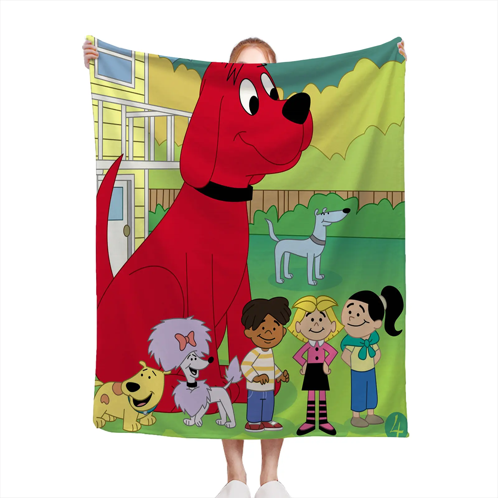 Soft Cozy Throw Blanket Polyester Clifford The Big Red Dog Cartoon Print Lightweight Kids Bed Sofa Gift For Children2607230428