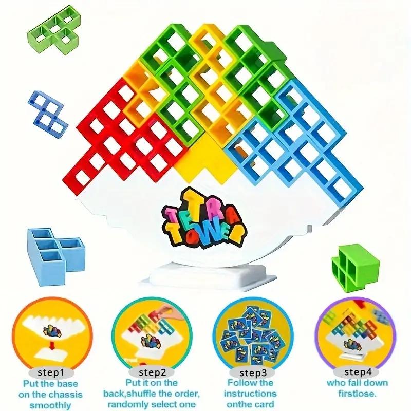 Balance Stacking Game Set, Building Block Set, Stem Building Blocks, 16/32/48 Pieces, Fun Board Game for Kids & Adults, Family Night Party Toy, Christmas Halloween Gift Idea
