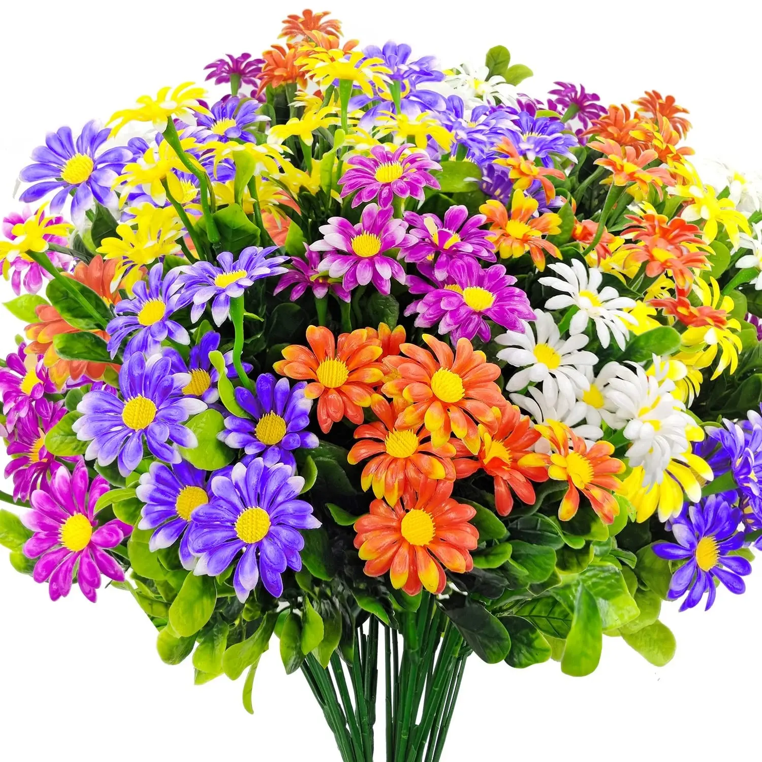 Outdoor UV-Resistant Artificial Daisy, Plastic Fake Flowers, Indoor Outdoor Decor, Home Wedding Garden Patio Balcony Decoration