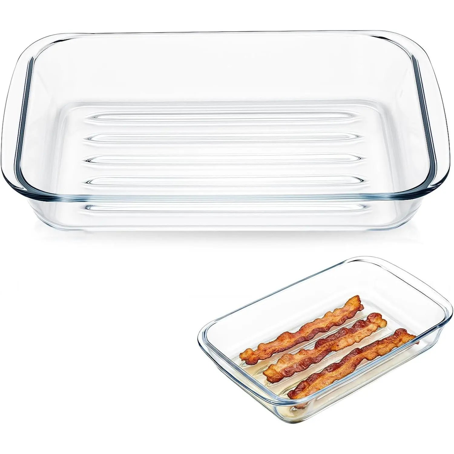 Glass Microwave Bacon Cooker, 11.6 Inch Square Bacon Cooker for Microwave Oven, Cook Crispy Strips in Minutes, No Mess, Easy to Clean
