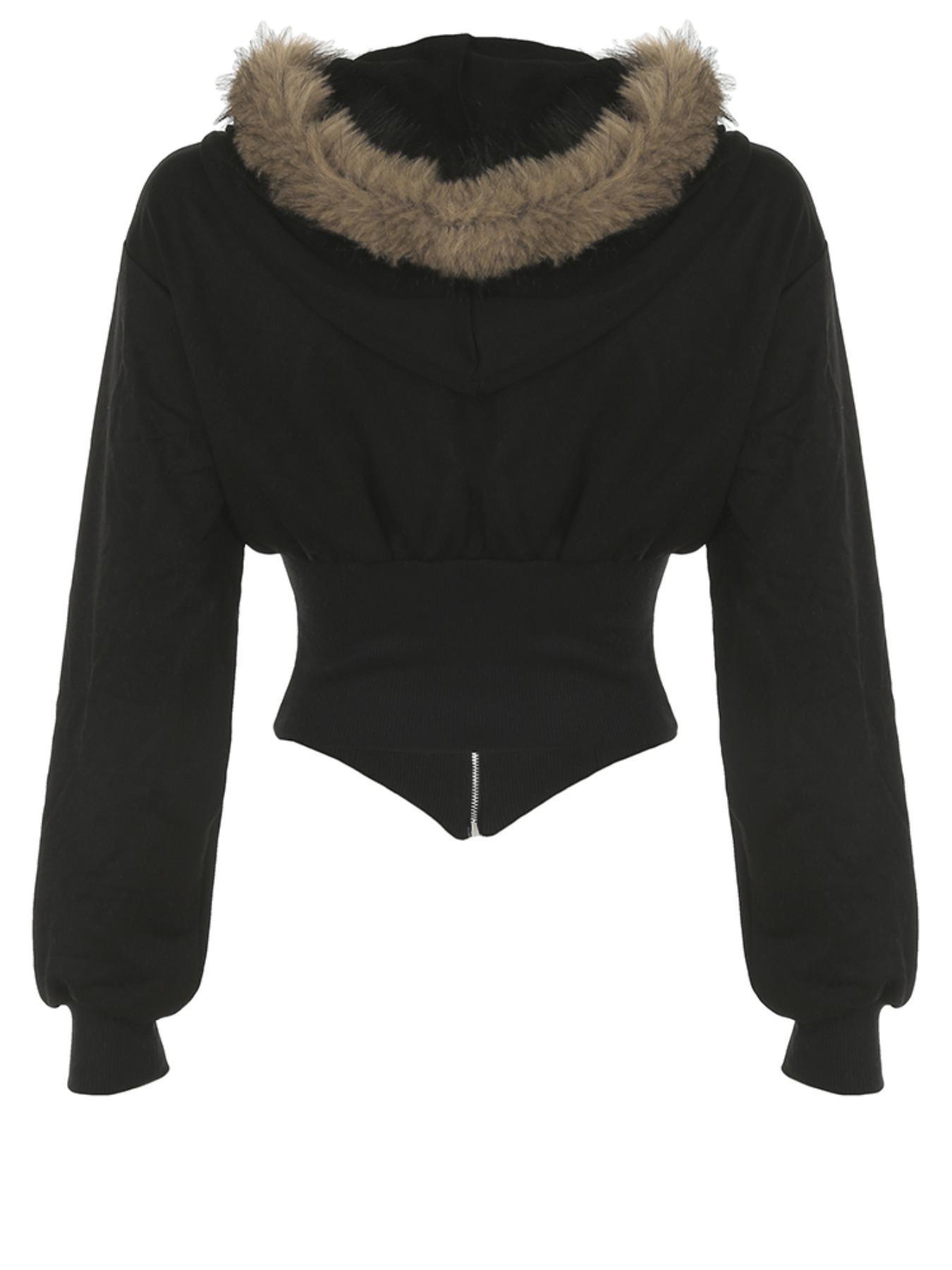 Women's Zip Up Tight Hoodie Jacket, Street Fashion Casual Long Sleeve Outerwear for Daily Outdoor Wear, Women Clothing for Fall & Winter