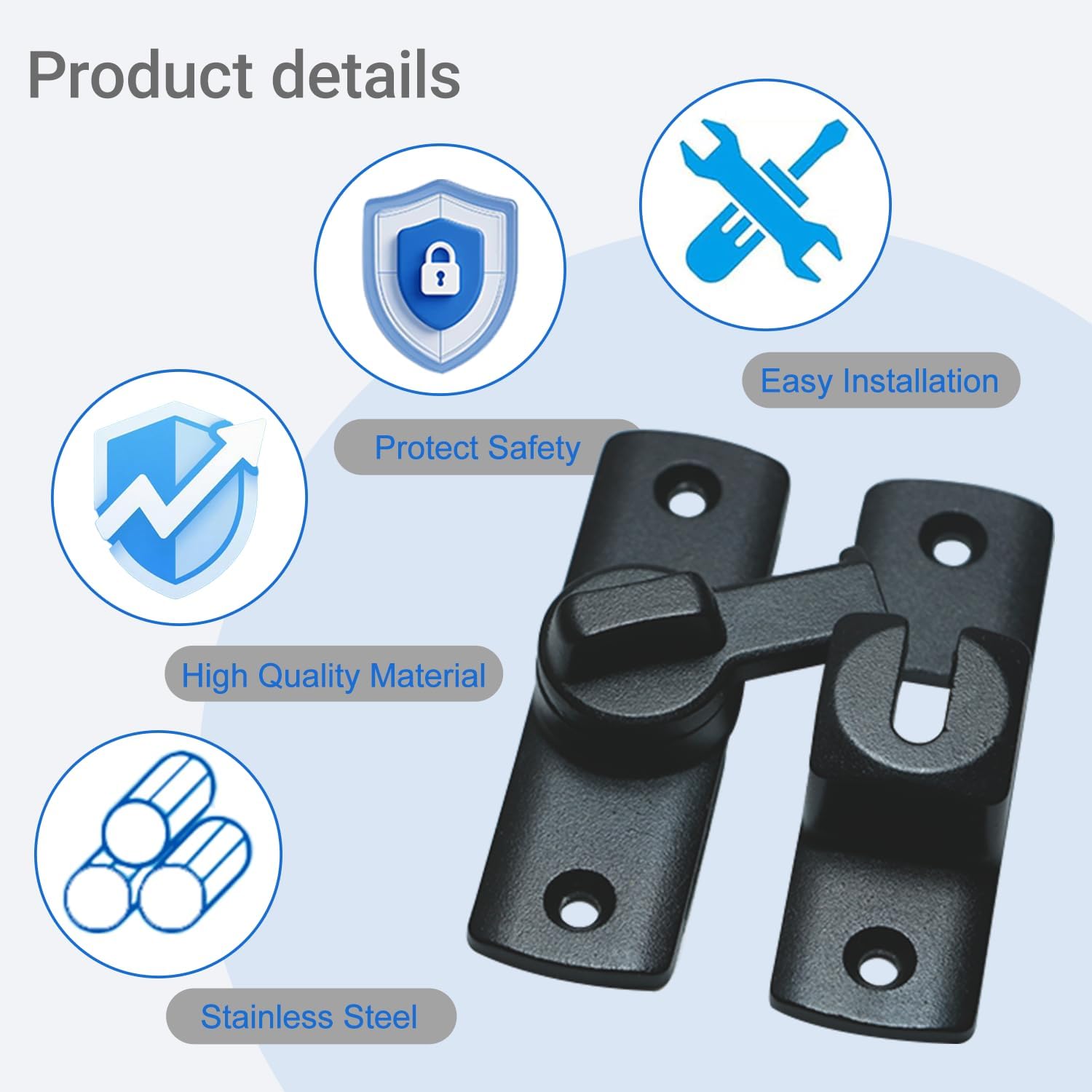 Upgraded Barn Door Lock - 90/180  Flip Door Latch, Protecting Safety Sliding Gate Latches for Barn, Garden, Bathroom, Cabinet, Window, Sliding Door