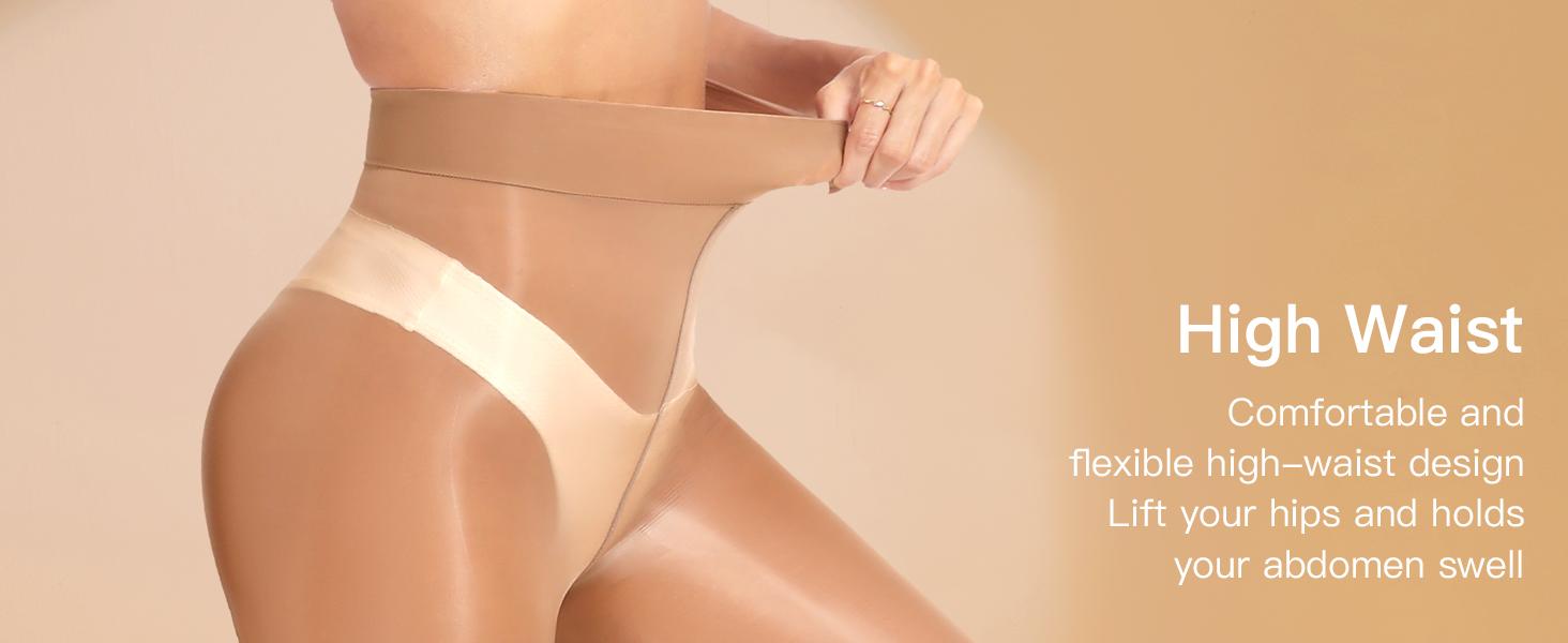 Shiny Sheer Pantyhose for Women Oil Shimmer Tights Silky High Waisted Stockings Dance Jazz Tights