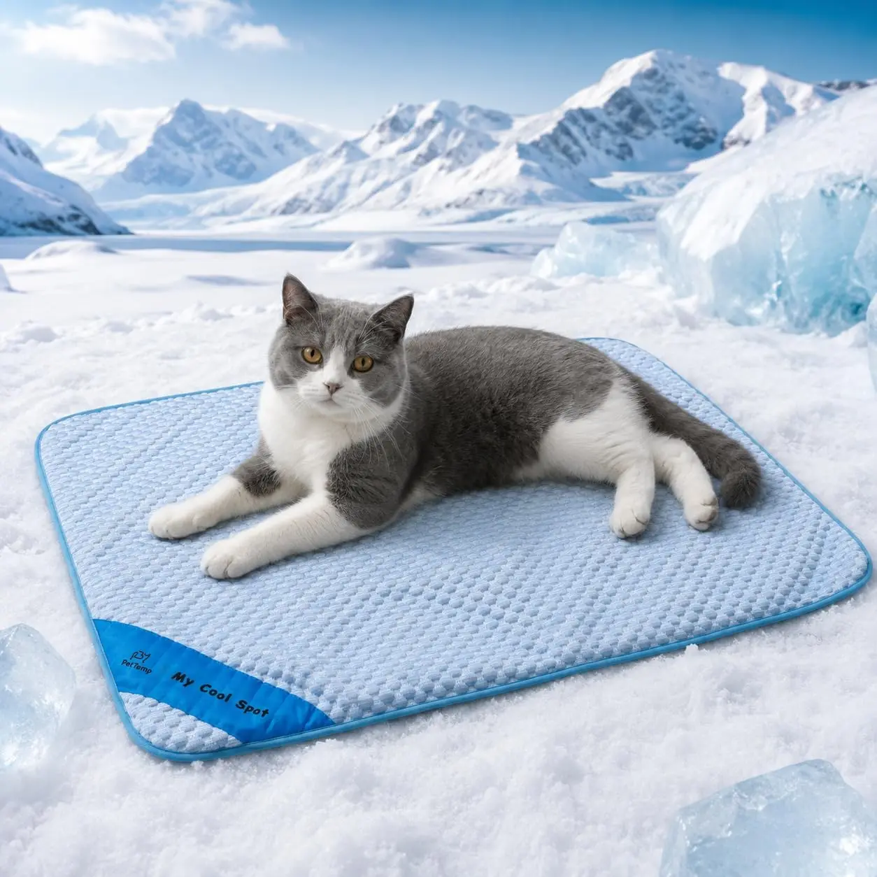 Cooling Mat for Dogs & Cats – Ice-Silk Breathable Washable Foldable Cooling Blanket, Durable Portable Non-Slip  Bed for Crate, Kennel,  & Outdoor Use, Blue 19.7 x 15.7in Small