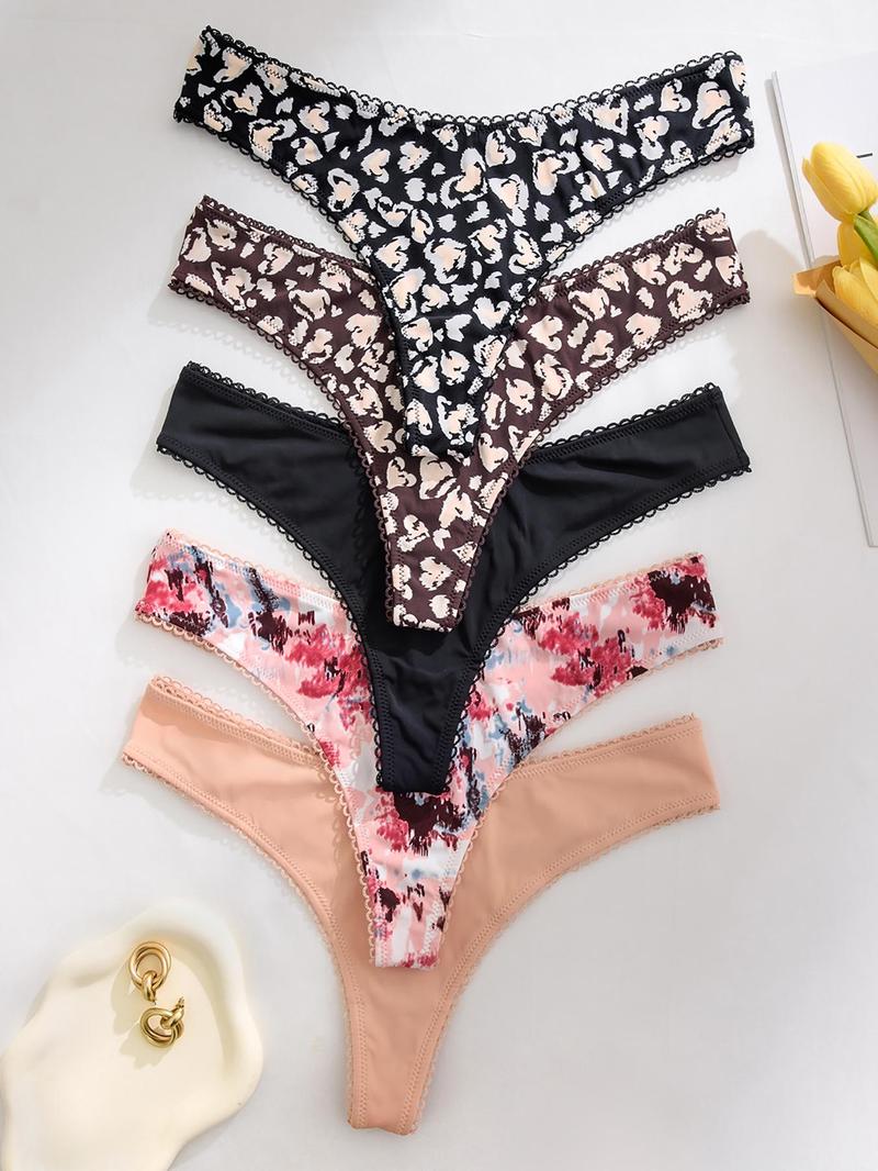 Women's All Over Print Thong, Soft Comfy Breathable Knicker for Daily Wear, Underwear for All Seasons, Soft Comfy Panties